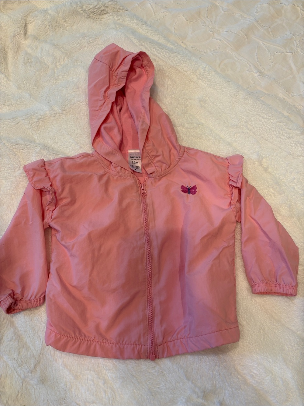 Carter's Pink Hooded Girls' Windbreaker Jacket with Butterfly  12 months